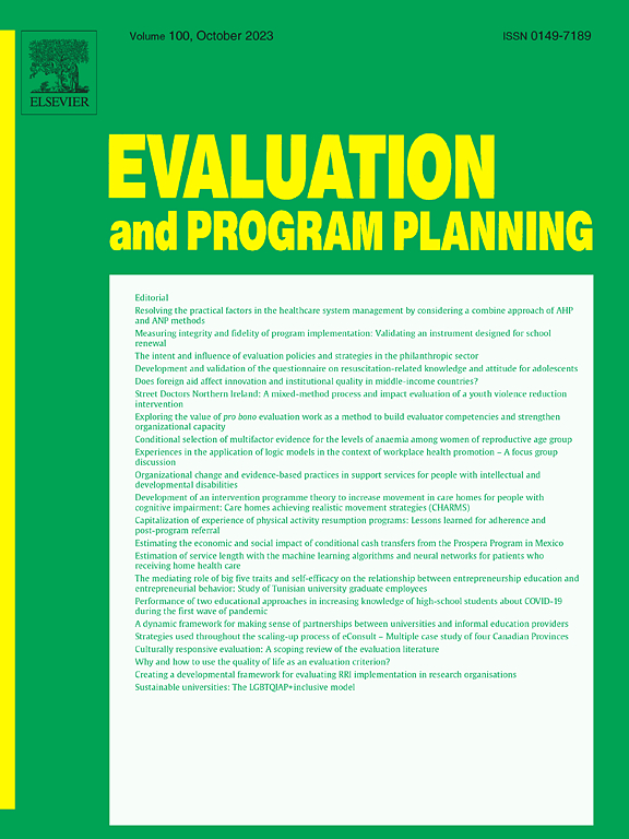 Go to journal home page - Evaluation and Program Planning